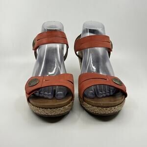 Cobb Hill Slingback Wedge Sandals Women's US 9.5 Brown Loop Woven Heels Casual